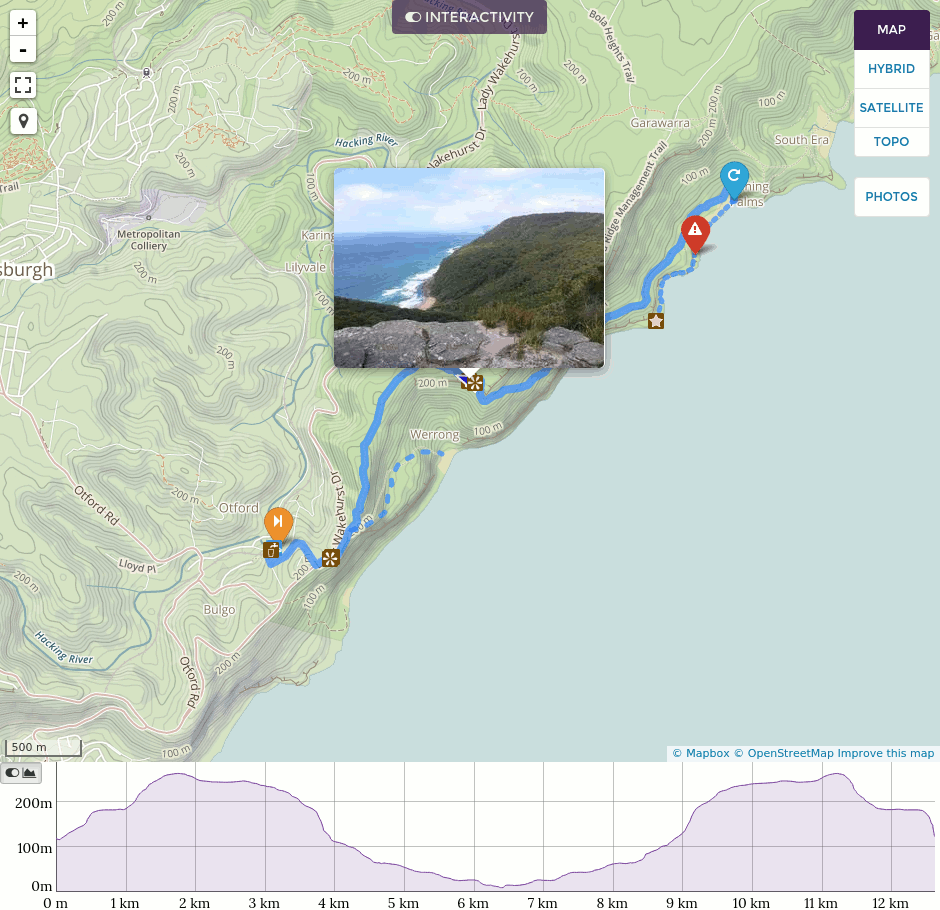 beyondtracks.com website showing map with walking route