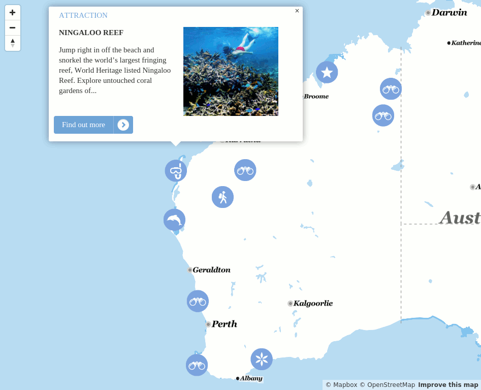 Tourism Western Australia Top 10 Map